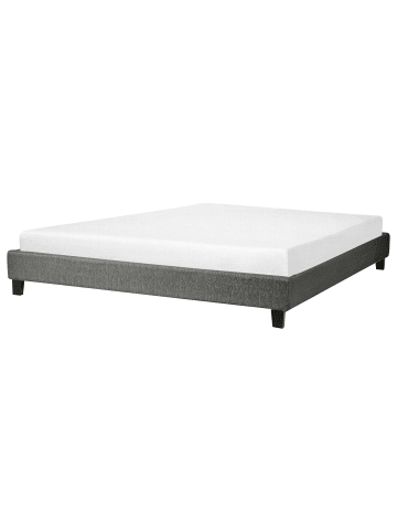 Beliani Doppelbett ROANNE in Grau/Dunkler Holzfarbton - (W) 189 x (H) 29 x (L) 211 cm
