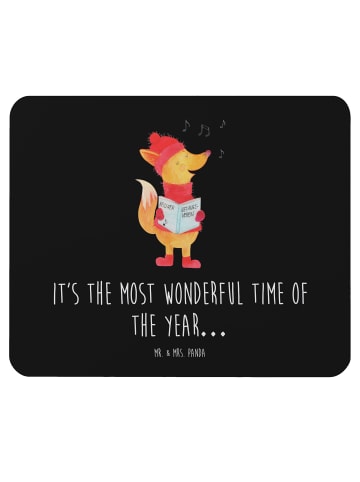 Mr. & Mrs. Panda Mousepad Fuchs Sänger mit Spruch in Schwarz