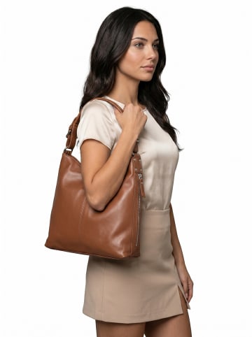 Samantha Look Handtasche echt Leder in cognac