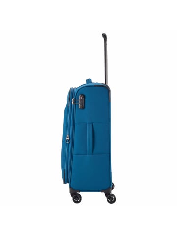travelite Chios - 4-Rollen-Trolley M 67 cm erw. (schwarz) in petrol