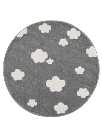 Happy Rugs Kinderteppich SKY CLOUD silbergrau/weiss rund