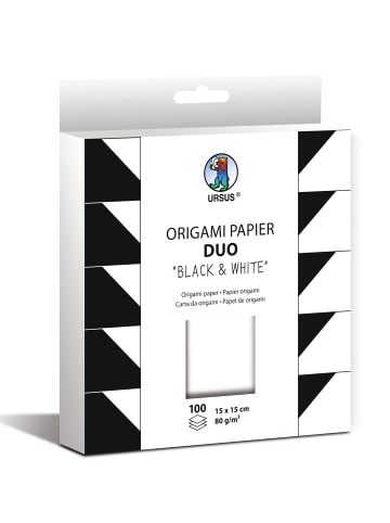 URSUS Origami Papier Duo "BLACK&WHITE", 80g, 15 x 15 cm, 100St. - ab 3 Jahren