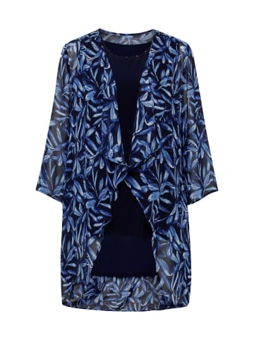GOLDNER Set (Chiffonhülle + Top) in mitternachtsblau / royalblau / gemustert
