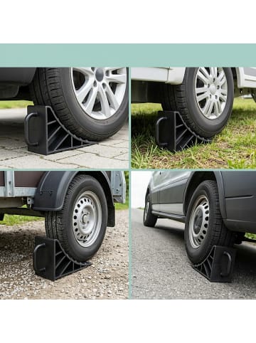 relaxdays 4 x Unterlegkeil in Schwarz - (B)18 x (H)10 x (T)9 cm
