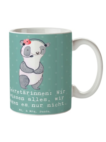 Mr. & Mrs. Panda Tasse Sekretärin Geheimnisträgerin mit Spruch in Meeresbrise