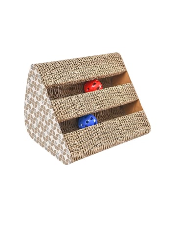 Intirilife Katzenkratzbrett Katzenspielzeug in Braun - 27.5 x 23.5 x 17.5 cm