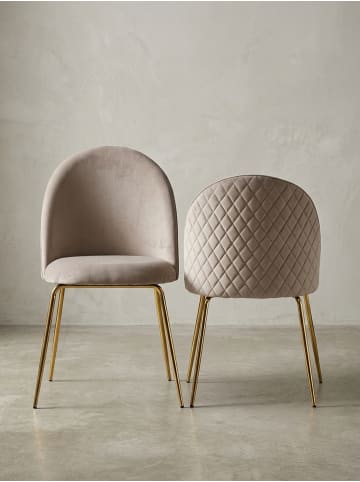 KADIMA DESIGN Design Esszimmerstuhl 2er Set Samt Gepolstert, Küchenstuhl in Beige