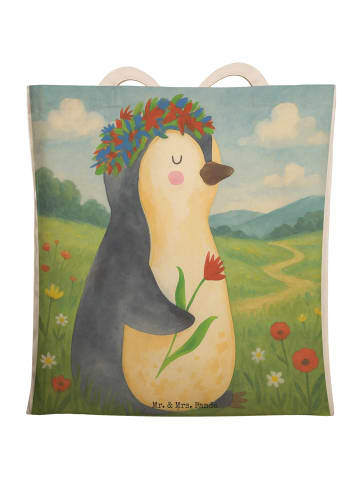 Mr. & Mrs. Panda Beutel Pinguin Blumen Design ohne Spruch in Weiß