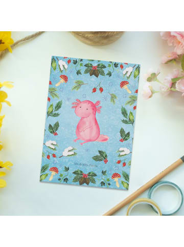 Mr. & Mrs. Panda Grußkarte Axolotl Glücklich ohne Spruch in Eisblau