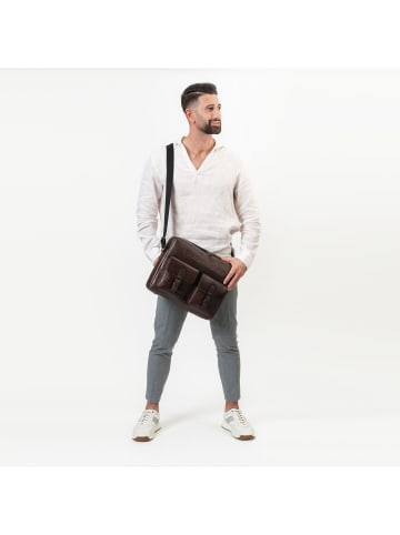 Farmhood Memphis Aktentaschen Messenger Leder 38 cm Laptopfach in dark brown