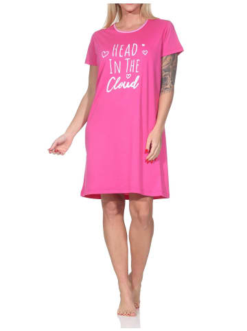 NORMANN Nachthemd kurzarm Frontprint 126 10 802 in pink