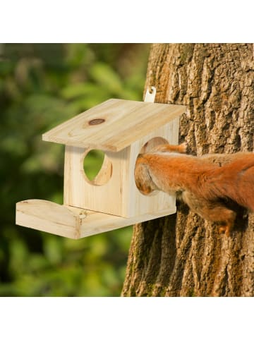 Eichhörnchen Futterhaus in Naturfarben - (B)14x (H)17,5 x (T)25 cm