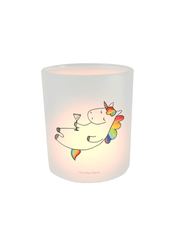 Mr. & Mrs. Panda Kerzenhalter Einhorn Blümchentail ohne Spruch in Transparent