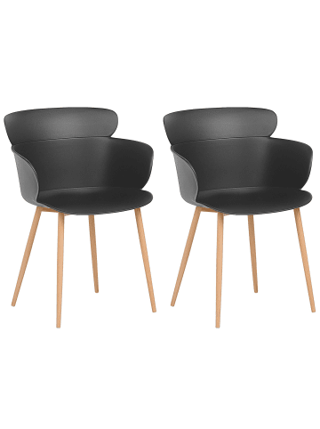 Beliani 2er-Set Esszimmerstuhl SUMKLEY in Schwarz/Braun