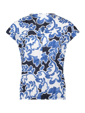 BETTY & CO Blusenshirt mit Gummizug in Weiß/Dunkelblau