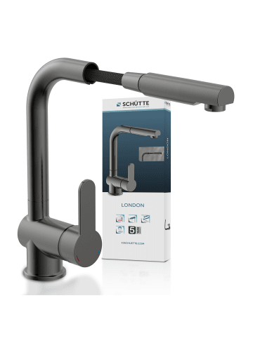 Franz Joseph Schütte LONDON Spültischarmatur, Graphit matt, mit herausziehbarem Auslauf