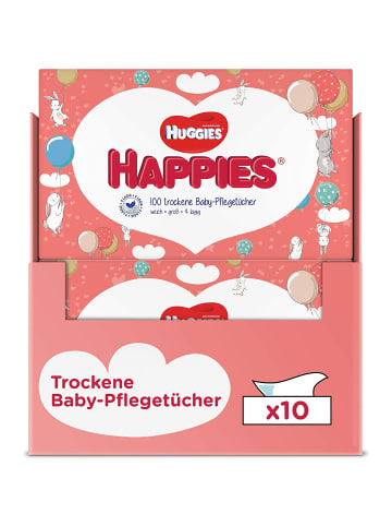 HUGGIES Happies Reinigungstücher trockene Baby-Pflegetücher 10 x 100 Stk