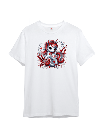 PAULGOS Kinder T-Shirt, Einhorn mit Blumen in Weiss