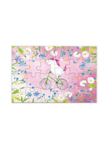 Mr. & Mrs. Panda Puzzle Einhorn Radfahrer ohne Spruch in Rot Pastell
