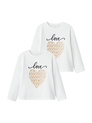 name it 2er-Set Longsleve Jersey Langarmshirt Design Gelprint in Weiß-2