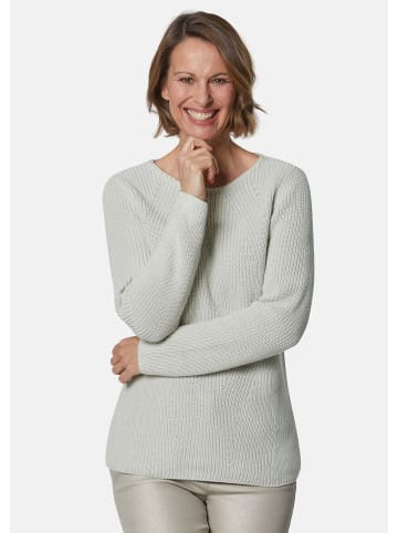 GOLDNER Kurzgröße: Figurschmeichelnder Baumwoll-Pullover in stein