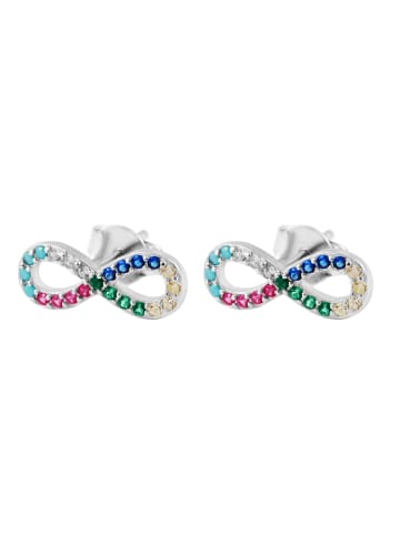 Adeliás Damen Ohrstecker Unendlichzeichen aus 925 Silber mit Zirkonia 5 cm in bunt