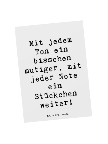 Mr. & Mrs. Panda Postkarte Spruch Ein neues Musikinstrument lern... in Weiß