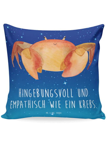 Mr. & Mrs. Panda Kissen Sternzeichen Krebs mit Spruch in Sternenhimmel Blau