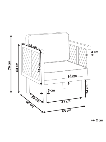 Beliani Gartenstuhl BARATTI in Braun/Beige - (W) 65 x (H) 76 x (L) 65 cm