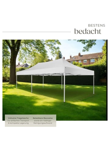 tectake Pavillon Viola inklusive Spannseilen, Heringen und Tragetasche, weiß