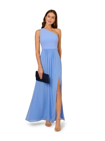 Adrianna Papell Langes Abendkleid One Shoulder Chiffon Gown in Electric Ice