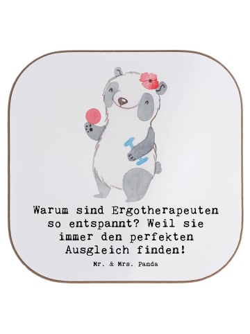 Mr. & Mrs. Panda Holz Untersetzer Ergotherapeutin BalanZeichen mit Sp... in Weiß