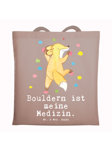 Mr. & Mrs. Panda Tragetasche Fuchs Bouldern mit Spruch in Braun Pastell