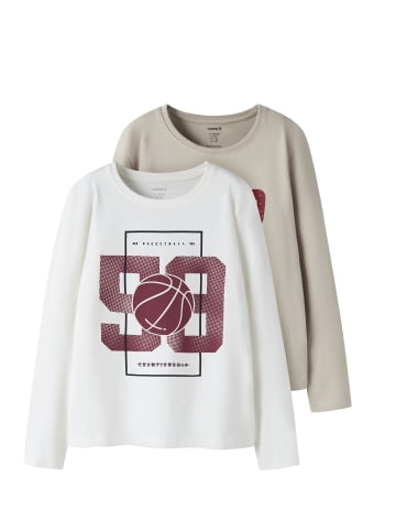 name it 2er-Pack Oberteil mit langen Ärmeln in Island Fossil