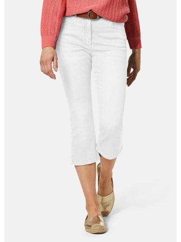 GOLDNER Kurzgröße:  Verkürzte Jeanshose, ausgestellter Saum in weiß