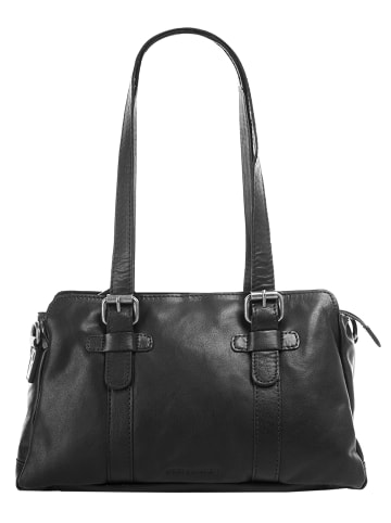 SPIKES & SPARROW Schultertasche echt Leder in schwarz