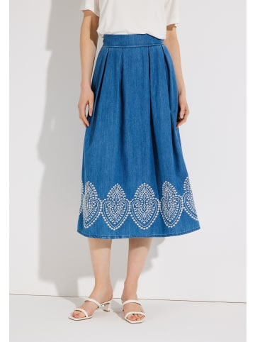 More & More softer Midi-Jeansrock, bestickt in denim