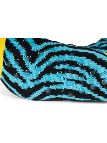 styleBREAKER ABS Kuschelsocken mit Animal Print in Zebra-Gelb-Blau-Schwarz