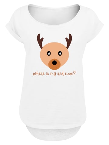 F4NT4STIC Long Cut T-Shirt Red Nose Weihnachten in weiß