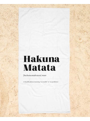 Juniqe Strandtuch "Hakuna Matata" in Schwarz & Weiß
