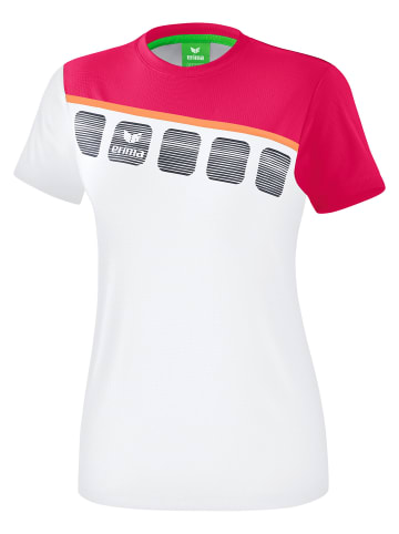 erima 5-C T-Shirt in weiss/love rose/peach