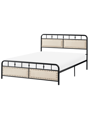 Beliani Doppelbett BREUILLET in Schwarz/Beige - (W) 145 x (H) 95 x (L) 207 cm