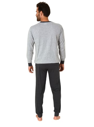 NORMANN Pyjama langarm Schlafanzug Bündchen - 70415 in grau