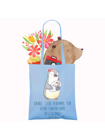 Mr. & Mrs. Panda Tote Bag Liebe Hebamme mit Spruch in Sky Blue