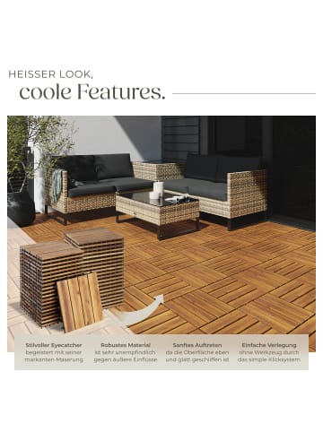 tectake Terrassenfliesen 40er Set mit Klicksystem, 31 x 31 x 2,2 cm