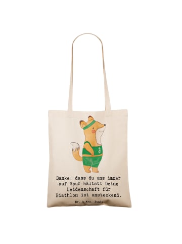 Mr. & Mrs. Panda Tasche Biathlon Trainerin mit Spruch in Creme