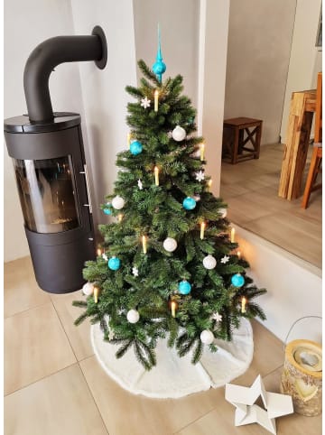 JACK 15x Christbaumkugeln 6cm Kugel + 1x Spitze 15cm Glas Eislack in Türkis / Weiß