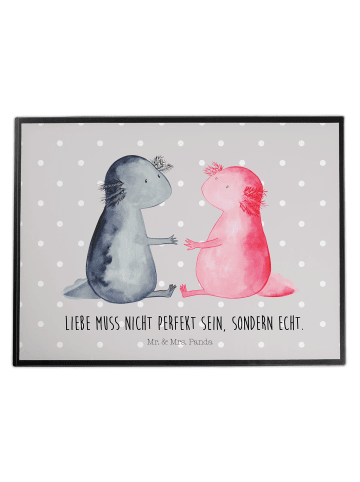 Mr. & Mrs. Panda schreibtischunterlage Axolotl Liebe mit Spruch in Grau Pastell