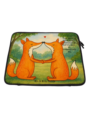 Mr. & Mrs. Panda Laptop Tasche Füchse Liebe Design mit Spruch in Weiß