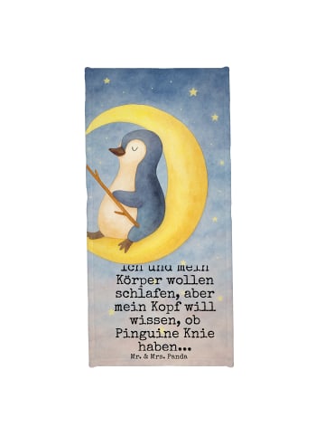 Mr. & Mrs. Panda Badehandtuch Pinguin Mond Design mit Spruch in Eisblau